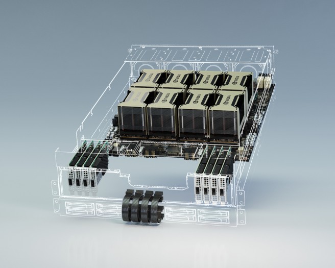 HGX-A100-Rack mit acht A100-Beschleunigern (Bild: Nvidia)